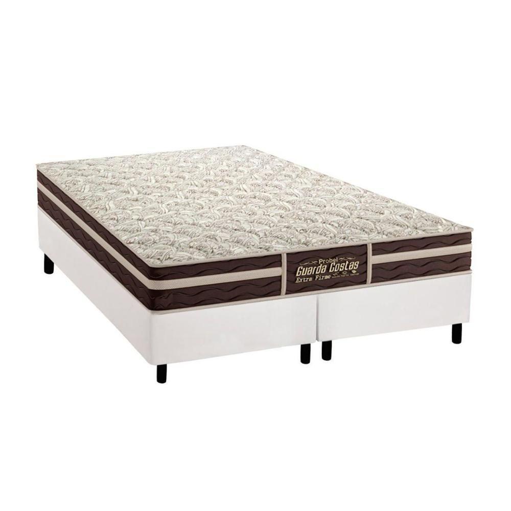Cama Box King: Colchão Ortopédico Probel Guarda Costas Extra Firme + Base CRC Courano White(193x203) - 1