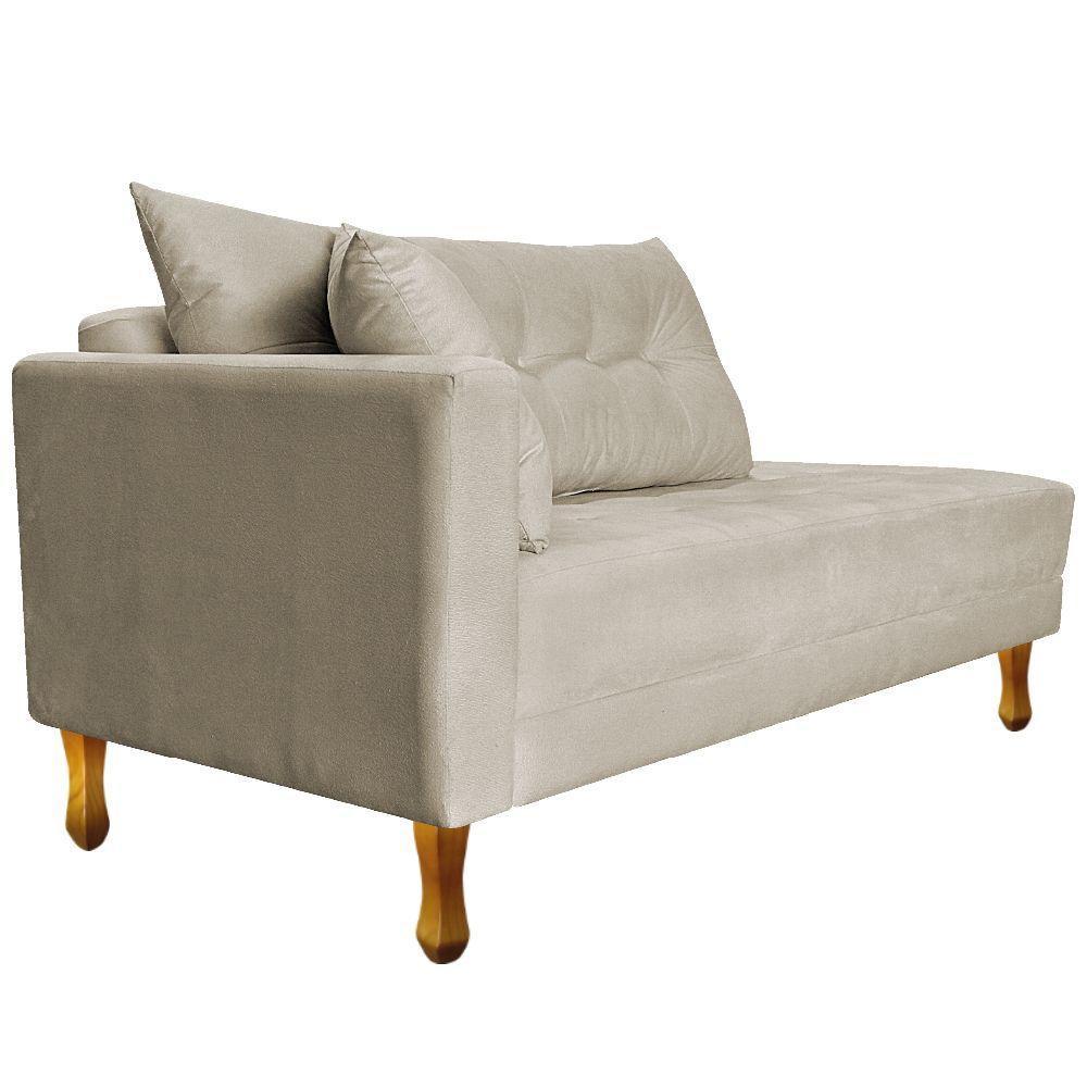 Recamier Azura 140cm Com Almofada Lado Direito Suede Cor Bege - 6