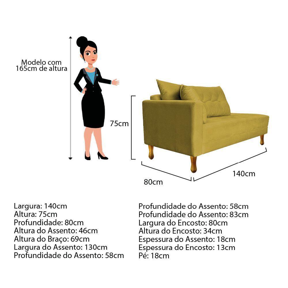 Recamier Azura 140cm Com Almofada Lado Direito Suede Cor Amarelo - 4