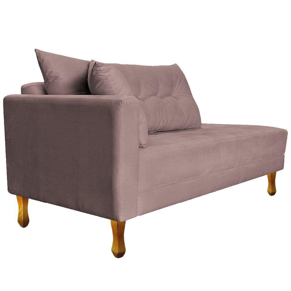 Recamier Azura 140cm Com Almofada Lado Direito Linho Cor Rosê - 6