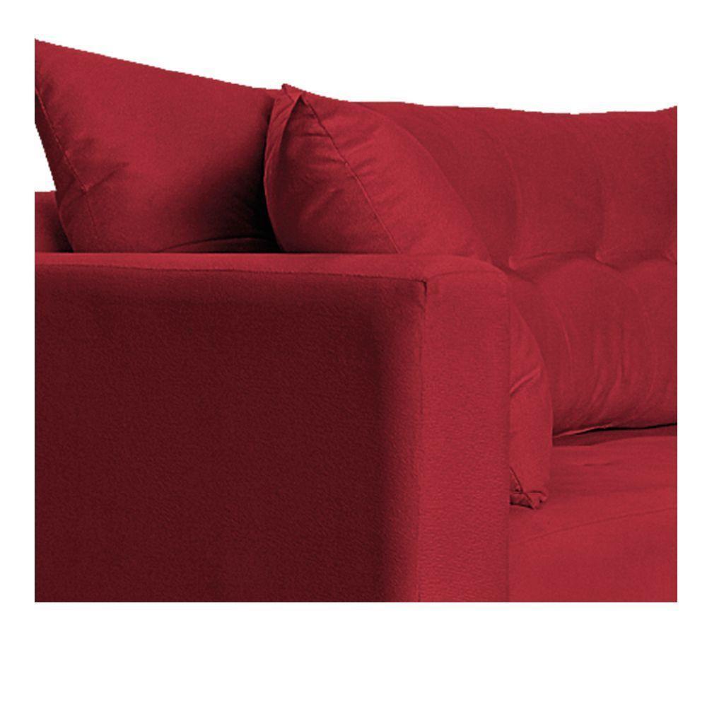 Recamier Azura 140cm Com Almofada Lado Direito Suede Cor Vermelho - 3