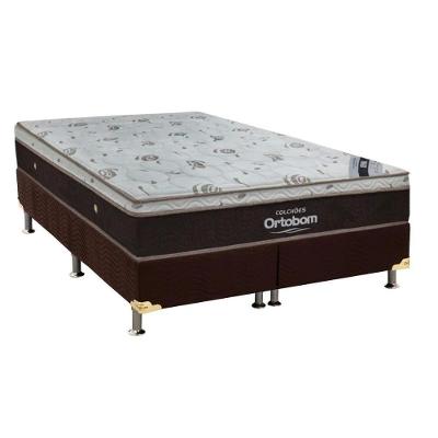Cama Box King: Colchão Molas Ensacadas Ortobom SuperPocket Sleep King + Box Suede Brown(186x198)
