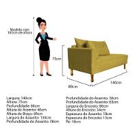Recamier Azura 140cm Com Almofada Lado Direito Suede Cor Amarelo - 10