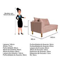 Recamier Azura 140cm Com Almofada Lado Direito Suede Cor Rosê
