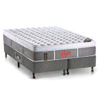 Cama Box King: Colchão Molas Castor Pocket Light Stress Plush + Base Sl Gold Star Cinza(193X203) - 1