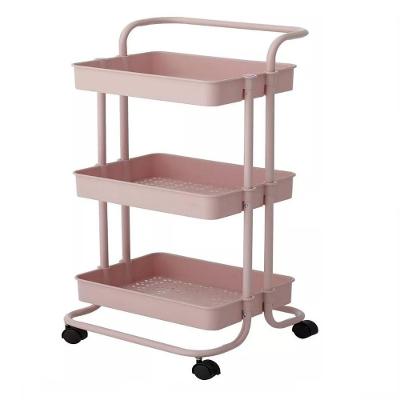 Carrinho Auxiliar Profissional Salao Estetica Multiuso 3 Prateleiras Armazenamento Sala Cozinha Rose Gold Rodinhas