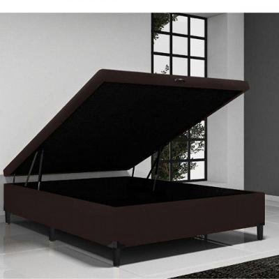 Base Box para Cama Casal Bau em Madeira com Baú Frontal Marrom Itaflex
