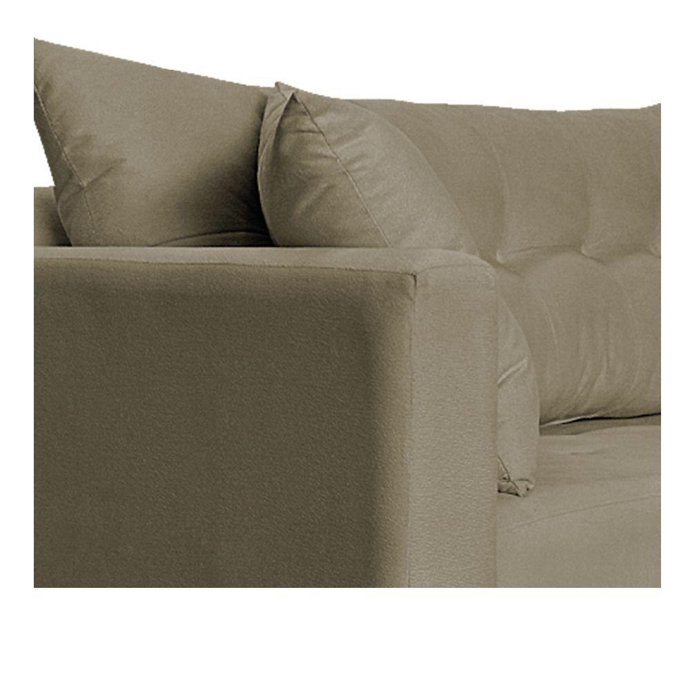 Recamier Azura 160cm Com Almofada Lado Direito Linho Cor Bege - 2