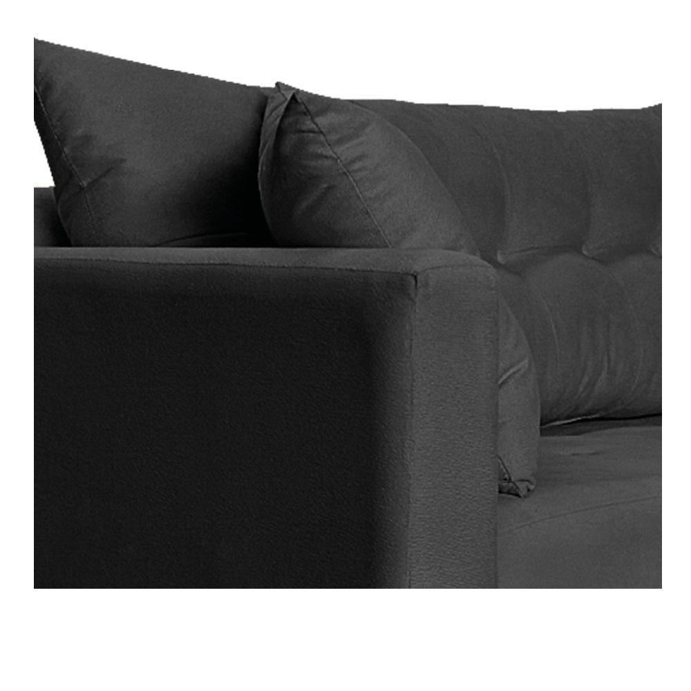 Recamier Azura 160cm Com Almofada Lado Direito Linho Cor Chumbo - 2