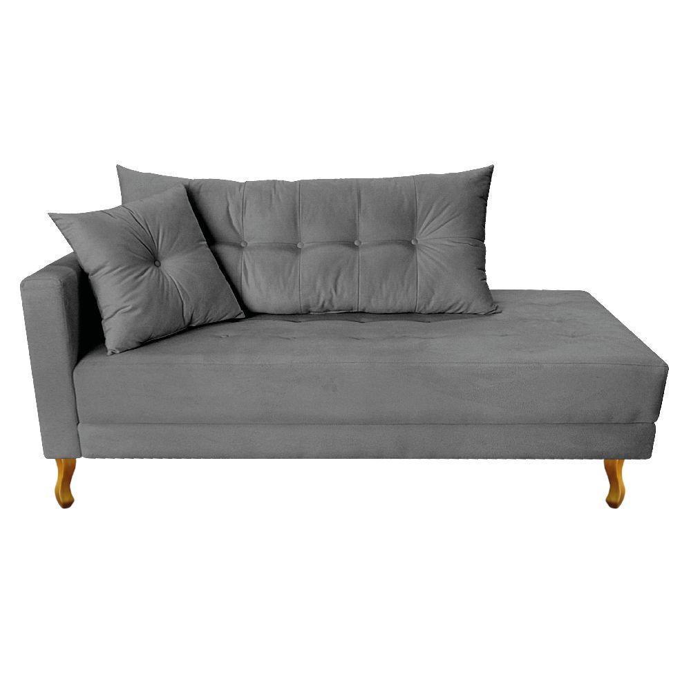 Recamier Azura 160cm Com Almofada Lado Direito Suede Cor Cinza - 1