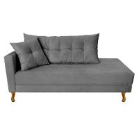 Recamier Azura 160cm Com Almofada Lado Direito Suede Cor Cinza - 1
