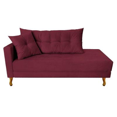 Recamier Azura 160cm Com Almofada Lado Direito Suede Cor Bordô