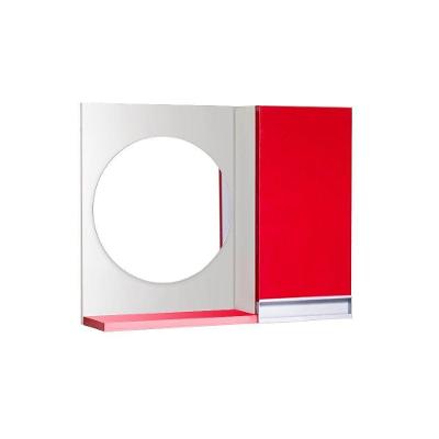 Espelho Redondo para Banheiro com Armário Vermelho