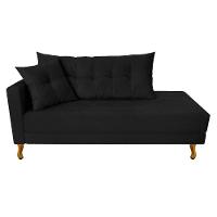 Recamier Azura 160cm Com Almofada Lado Direito Suede Cor Preto - 1