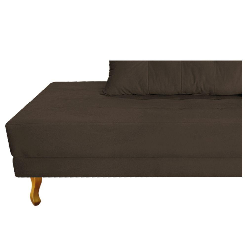 Recamier Azura 140cm Com Almofada Lado Esquerdo Suede Cor Marrom - 5