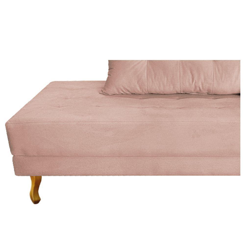 Recamier Azura 140cm Com Almofada Lado Esquerdo Suede Cor Rosê - 2