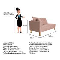 Recamier Azura 140cm Com Almofada Lado Esquerdo Suede Cor Rosê