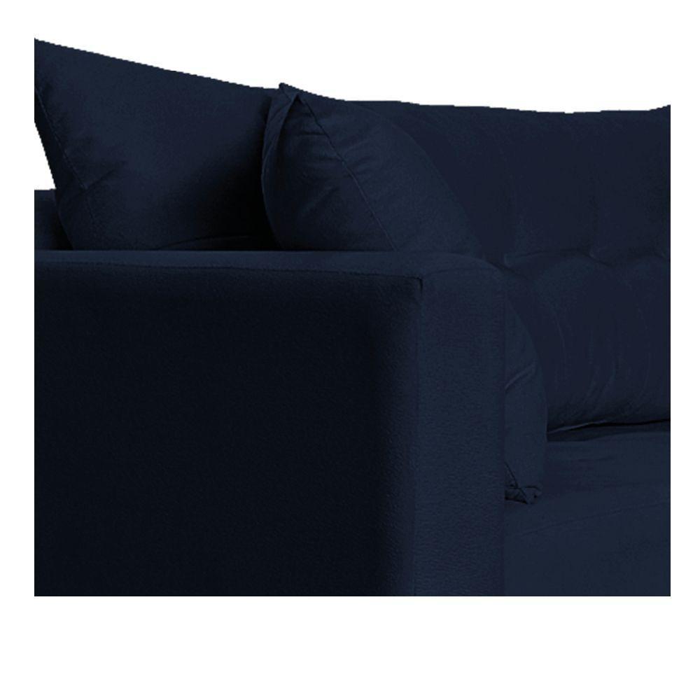 Recamier Azura 160cm Com Almofada   Direito Suede Cor Azul Marinho - 3