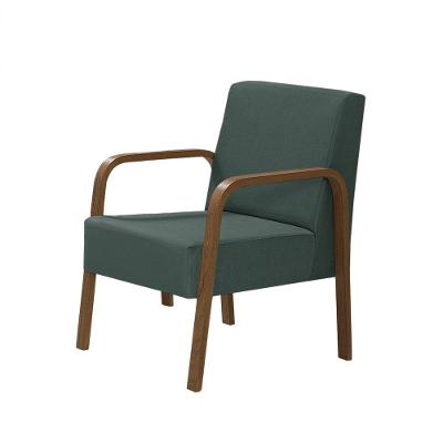 Poltrona 1 Lugar Braço Madeira D Salla Suede Verde