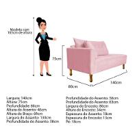 Recamier Azura 140cm Com Almofada Lado Esquerdo Suede Cor Rosa Bebê - 7