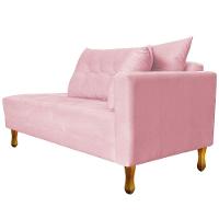 Recamier Azura 140cm Com Almofada Lado Esquerdo Suede Cor Rosa Bebê - 9