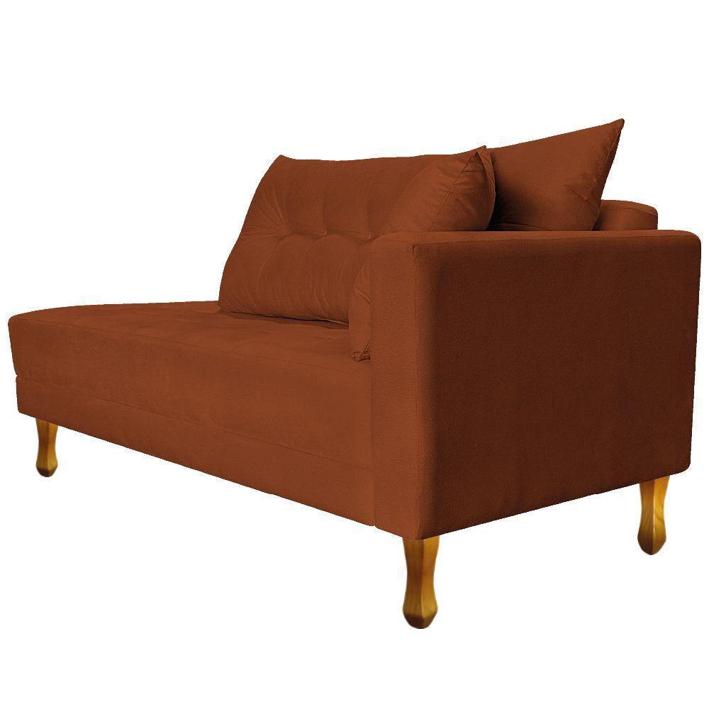 Recamier Azura 140cm Com Almofada Lado Esquerdo Suede Cor Terracota - 11