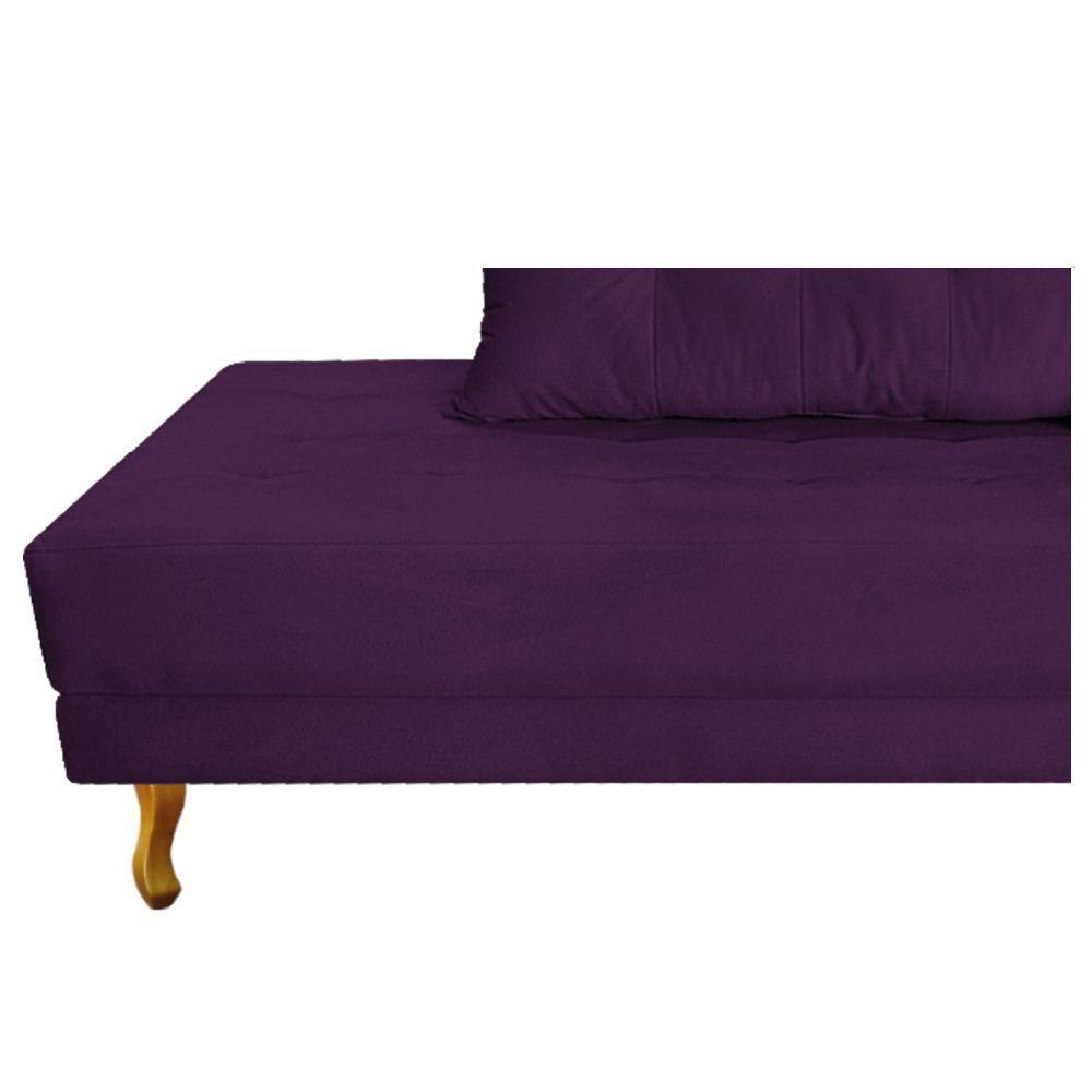Recamier Azura 140cm Com Almofada Lado Esquerdo Suede Cor Roxo - 5