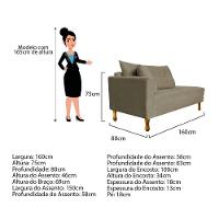 Recamier Azura 160 Cm Com Almofada Lado Esquerdo Linho Cor Bege