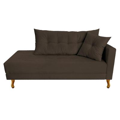 Recamier Azura 140cm Com Almofada Lado Esquerdo Suede Cor Marrom