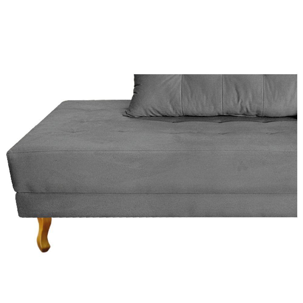 Recamier Azura 140cm Com Almofada Lado Esquerdo Suede Cor Cinza - 5