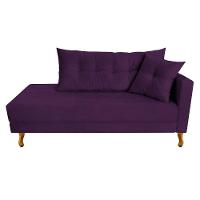Recamier Azura 140cm Com Almofada Lado Esquerdo Suede Cor Roxo - 1