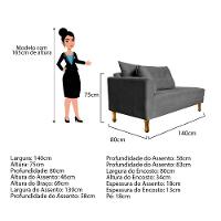 Recamier Azura 140cm Com Almofada Lado Esquerdo Suede Cor Cinza - 5