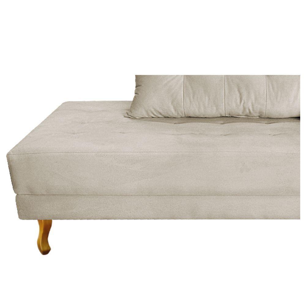 Recamier Azura 140cm Com Almofada Lado Esquerdo Suede Cor Bege - 2