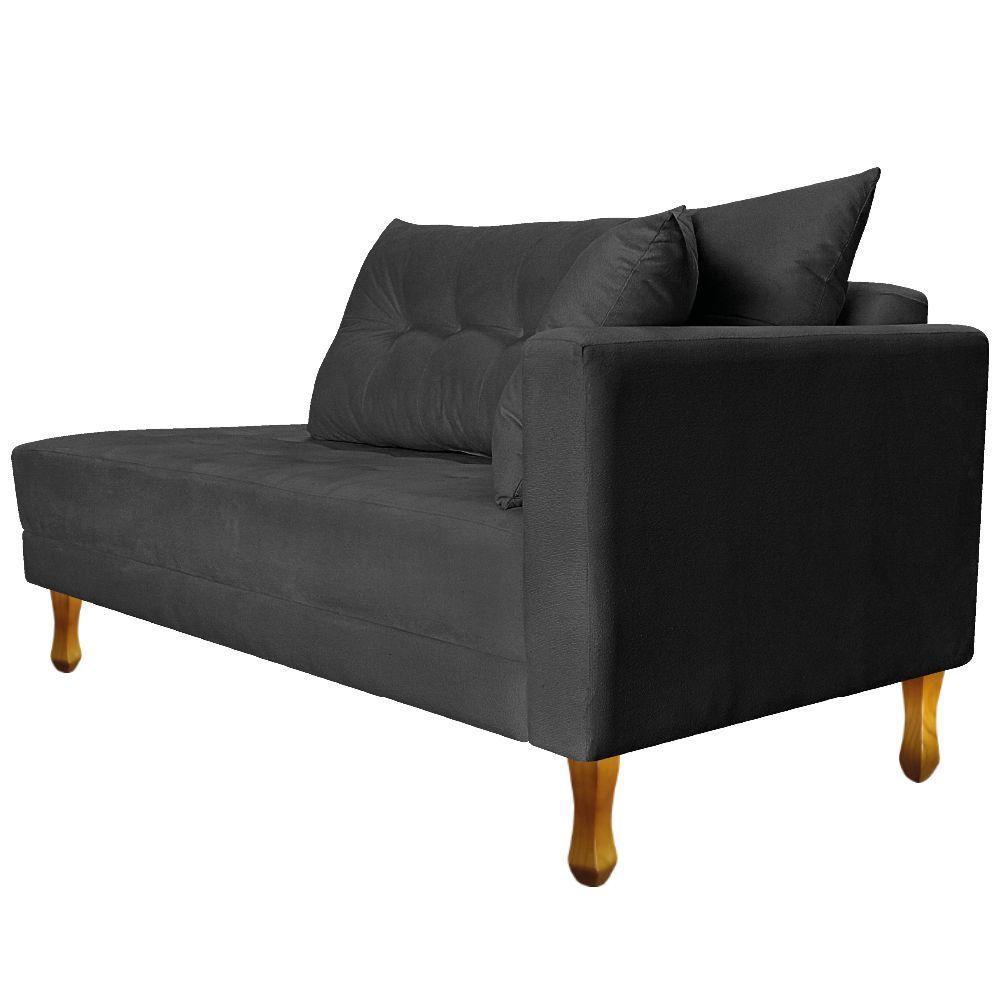 Recamier Azura 140cm Com Almofada Lado Esquerdo Linho Cor Chumbo - 6