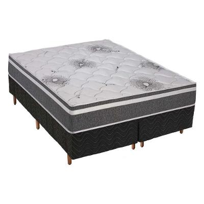 Cama Box Queen: Colchão Espuma D33 Polar Pérola Premium + Base Crc Rústico Gray(158X198)