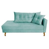 Recamier Azura 140cm Com Almofada Lado Esquerdo Suede Cor Azul Tiffany - 1