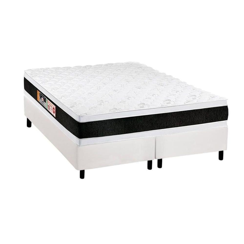 Cama Box Queen: Colchão Espuma D45 Castor Black e White AIR Double Face + Base CRC Courano White(158x198) - 1