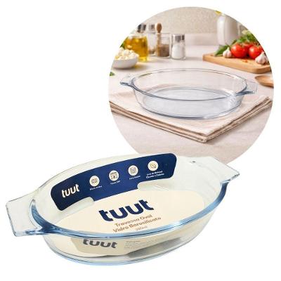 Travessa Oval Em Vidro Borossilicato Premium Com Alças 780ml Forno E Micro-ondas