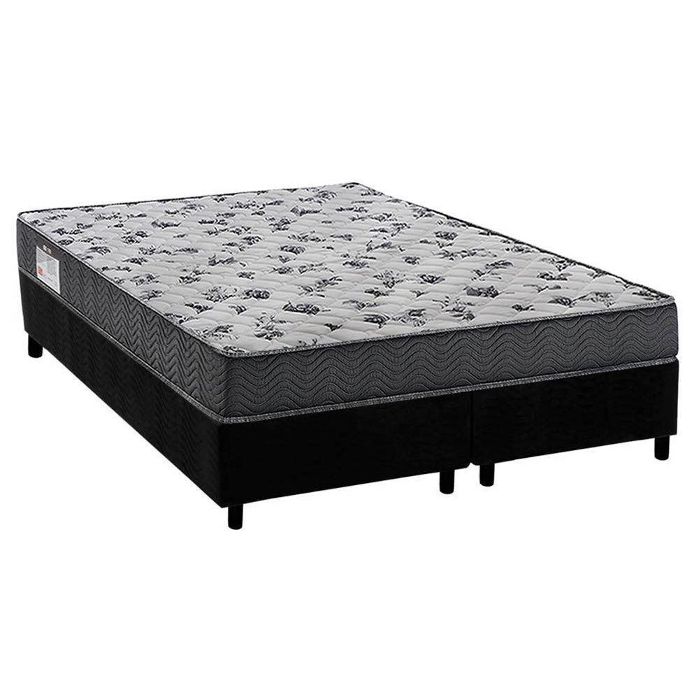 Cama Box Queen: Colchão Anatômico Ortobom D33/EP Fort Tech ISO 100 + Base CRC Suede Black(158x198) - 1