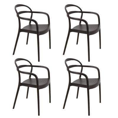 Kit 4 Cadeiras Tramontina Sissi Em Polipropileno E Fibra De Vidro Com Braços Marrom 92045109