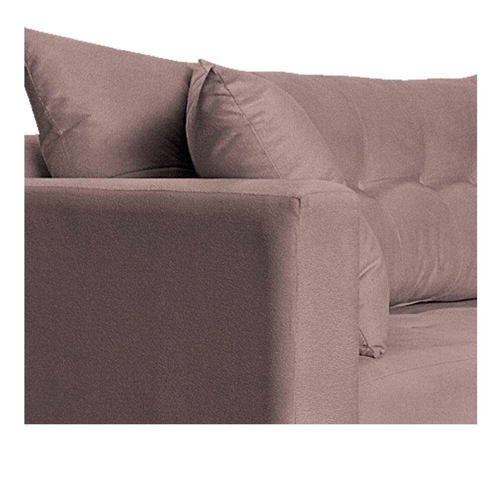 Recamier Azura 185cm Com Almofada Lado Direito Linho Cor Rosê - 2