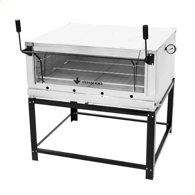 Forno De Lastro Industrial Venâncio Itália Roma Aço Inox 110 Cm Com Pedra Refratária Gás Glp Firi110