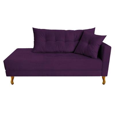Recamier Azura 160cm Com Almofada Lado Esquerdo Suede Cor Roxo