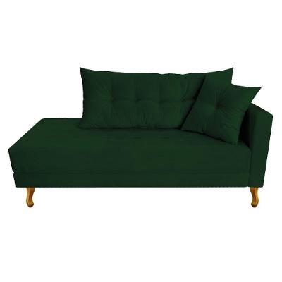 Recamier Azura 160cm Com Almofada Lado Esquerdo Suede Cor Verde