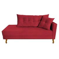 Recamier Azura 160cm Com Almofada Lado Esquerdo Suede Cor Vermelho - 1