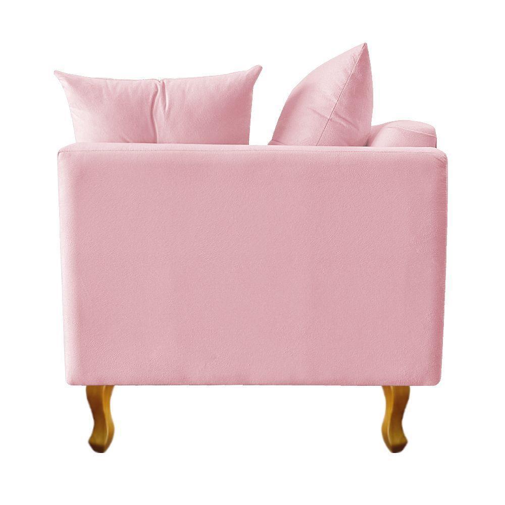 Recamier Azura 160cm Com Almofada Lado Esquerdo Suede Cor Rosa Bebê - 5