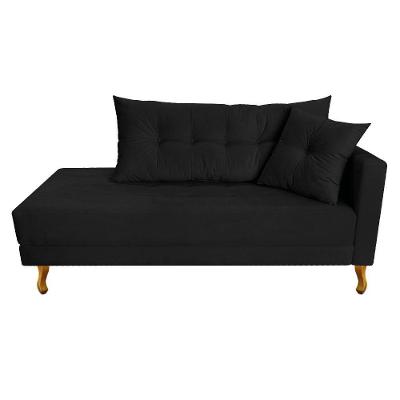 Recamier Azura 160cm Com Almofada Lado Esquerdo Suede Cor Preto
