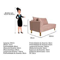 Recamier Azura 160cm Com Almofada Lado Esquerdo Suede Cor Rosê