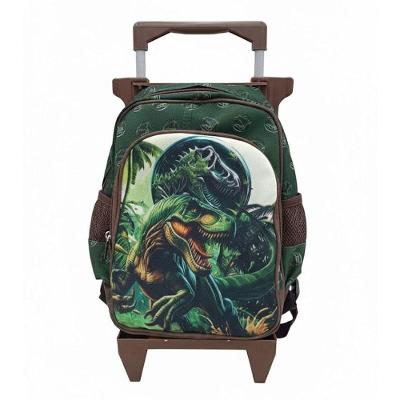 Mochila Escolar Infantil Com Rodinhas Dinossauro Verde - Gv Bolsas