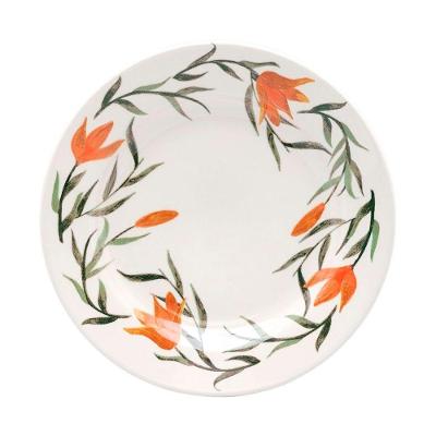 Kit 10 Pratos De Sobremesa Biona Lírios Oxford Cerâmica 18cm